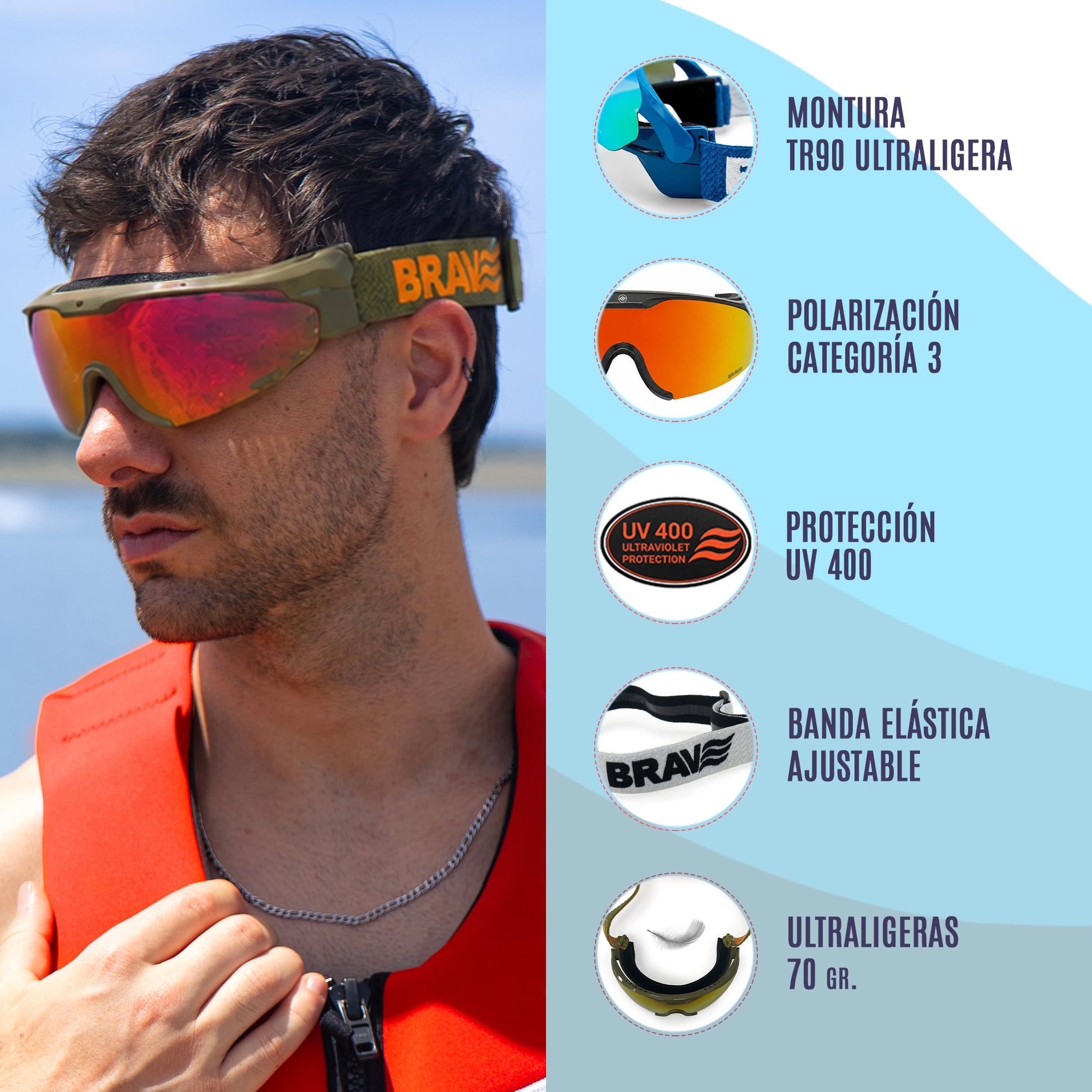 CARACTERISTICAS GAFAS DEPORTIVAS BANDA ELASTICA IRON FIELD