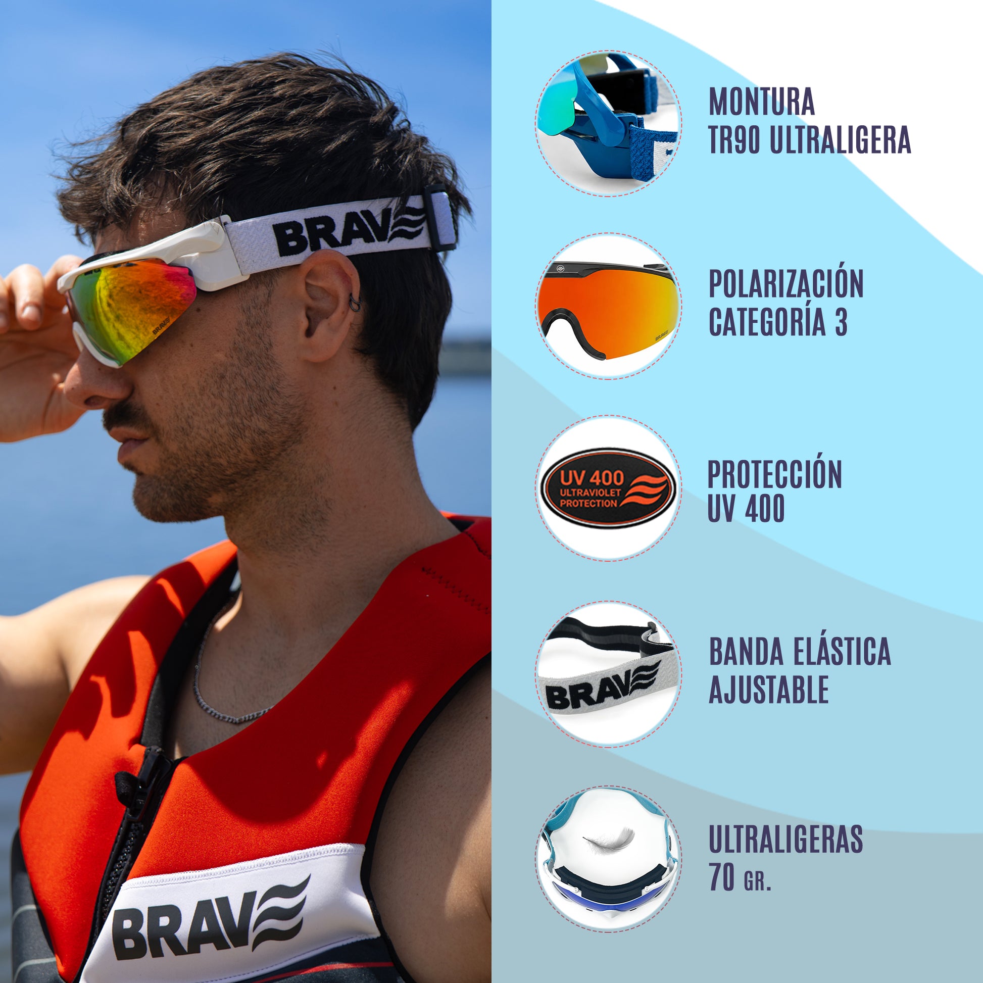 CARACTERISTICAS GAFAS DEPORTIVAS BANDA ELASTICA PURE LINE