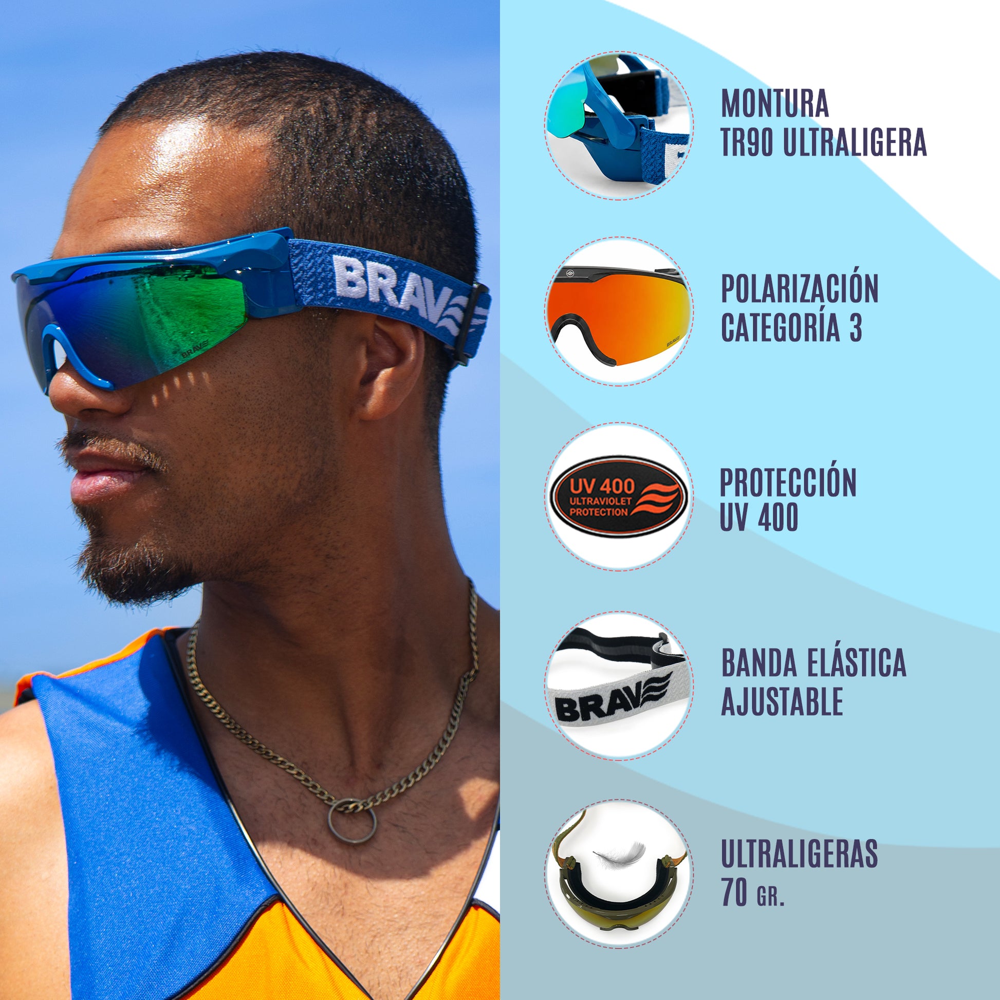 CARACTERISTICAS GAFAS DEPORTIVAS BANDA ELASTICA WIND RIDER