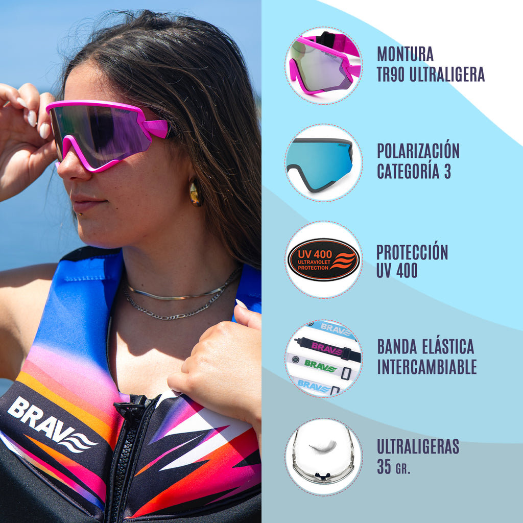 Características de nuestras gafas deportivas CONVERTIBLES PINK RUSH