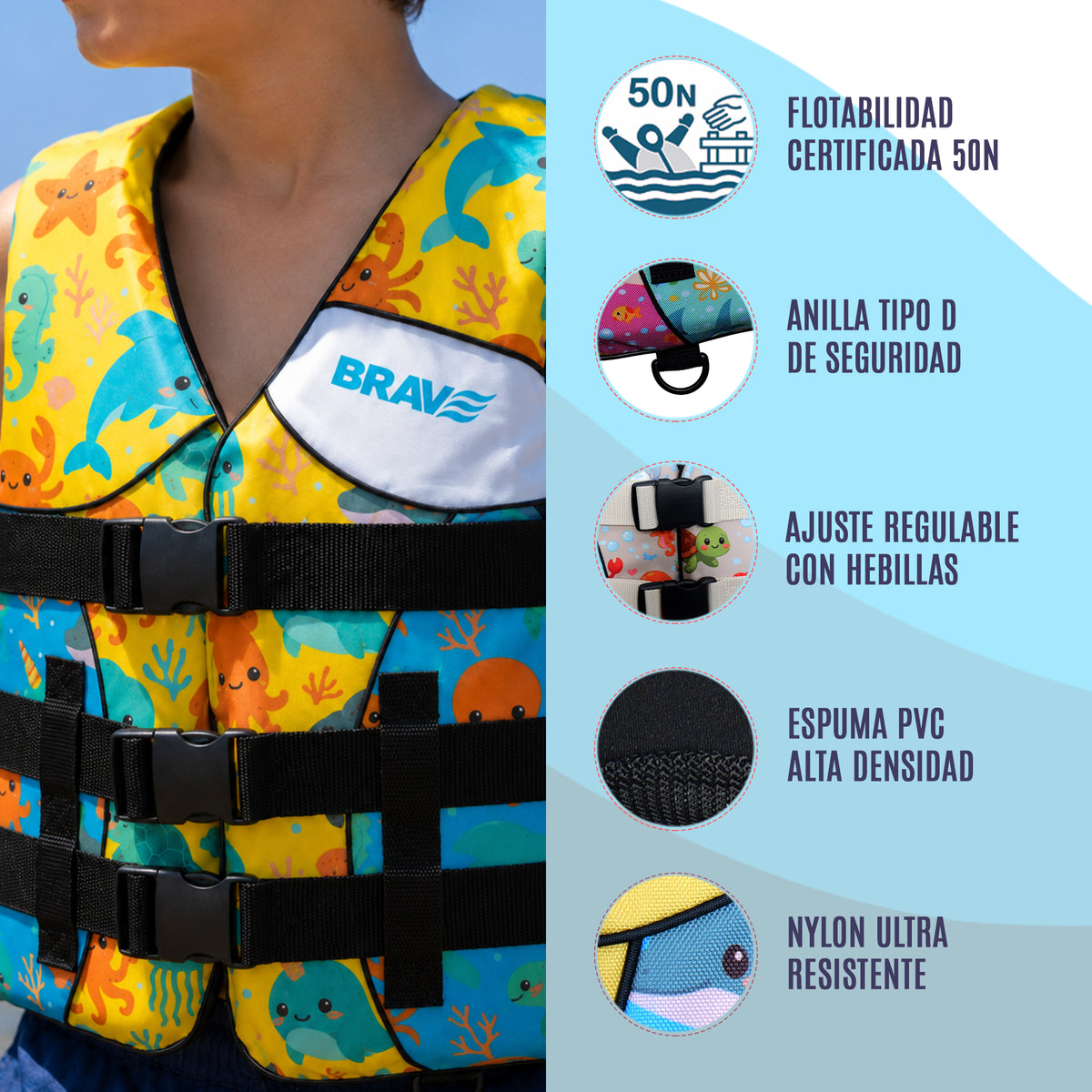 Comprar Chaleco Salvavidas Infantil Amarillo Brave Sports Yellow Riff 