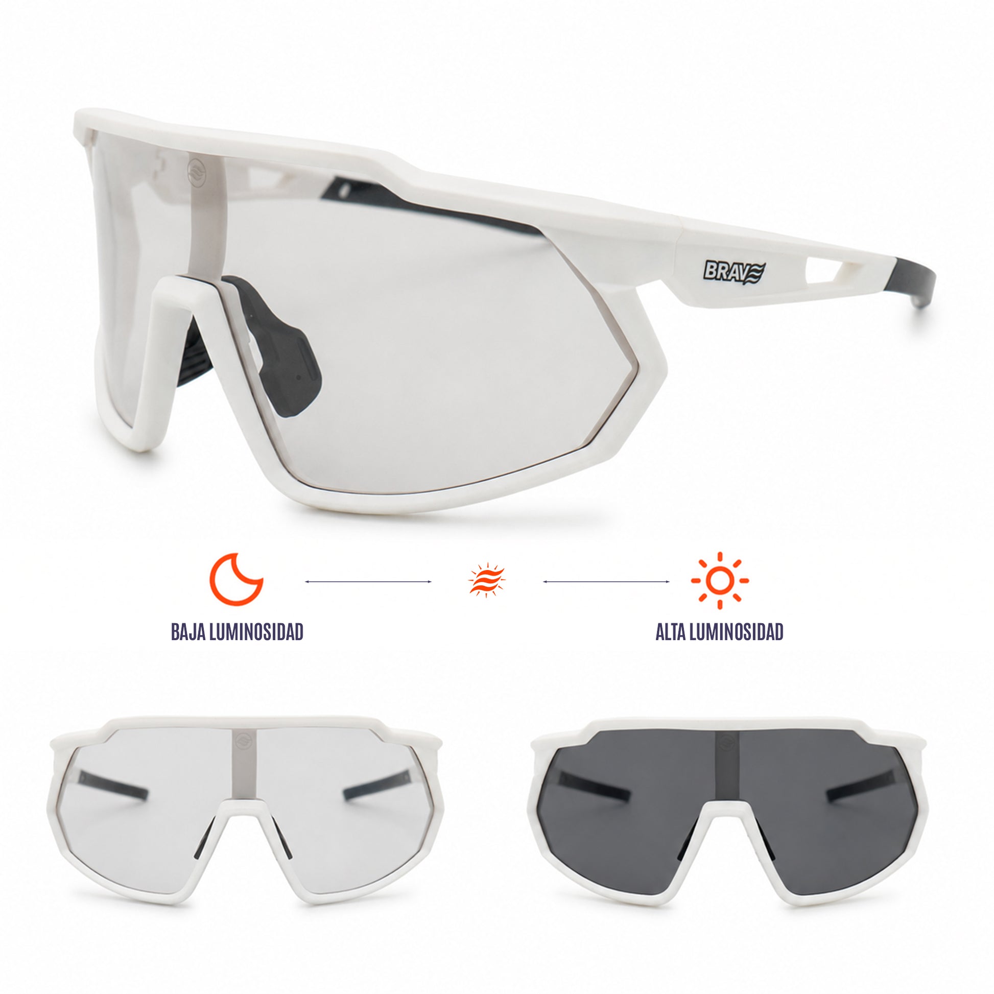 Gafas deportivas fotocromáticas blancas clear move