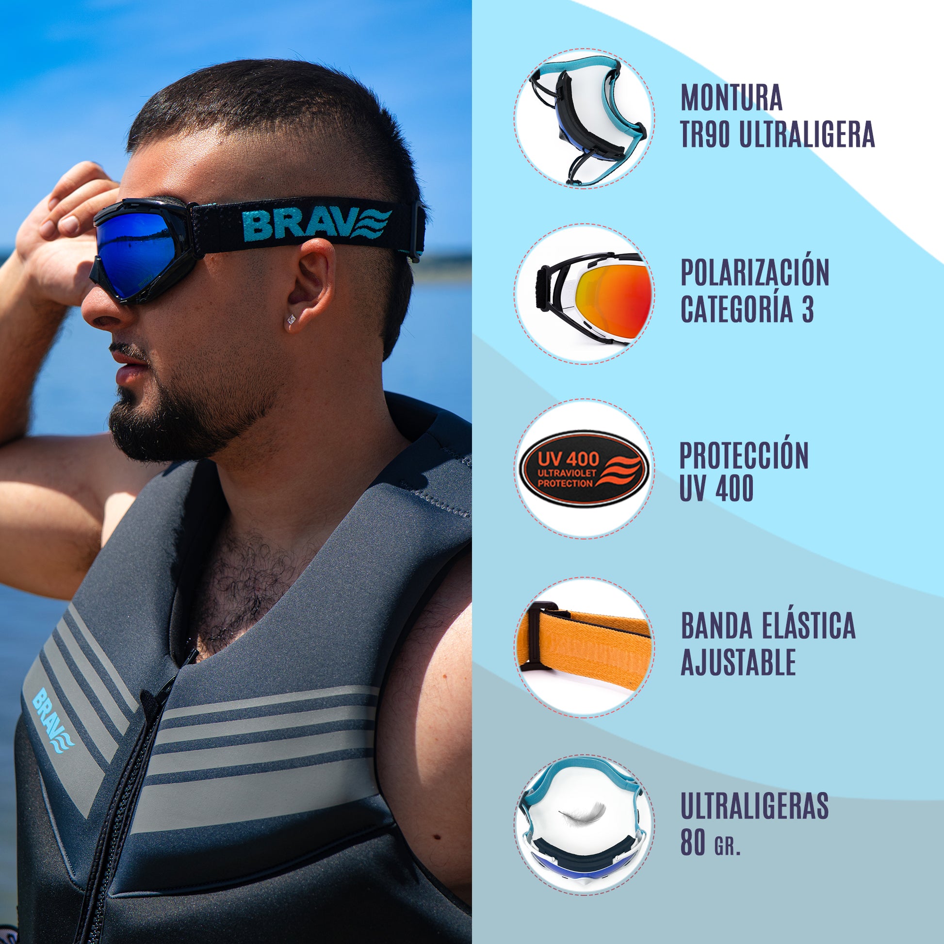 Gafas deportivas para agua o nieve NIGHT RIDGE caracteristicas